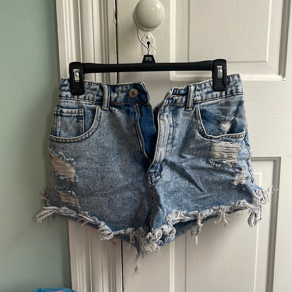 Shein High Rise Destroyed Denim Shorts